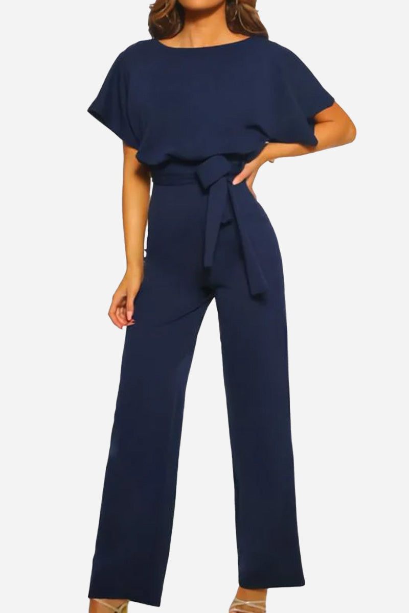 Blaire | Jumpsuit til kvinder med brede ben, bælte og flagermusærmer