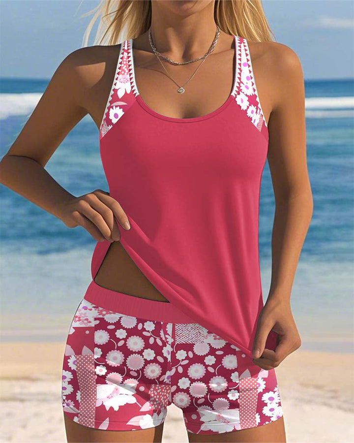 Women's Floral Two-Piece Swimsuit with Comfortable Fit-MODAUTLET