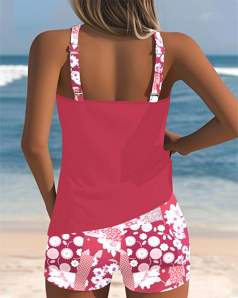 Women's Floral Two-Piece Swimsuit with Comfortable Fit-MODAUTLET