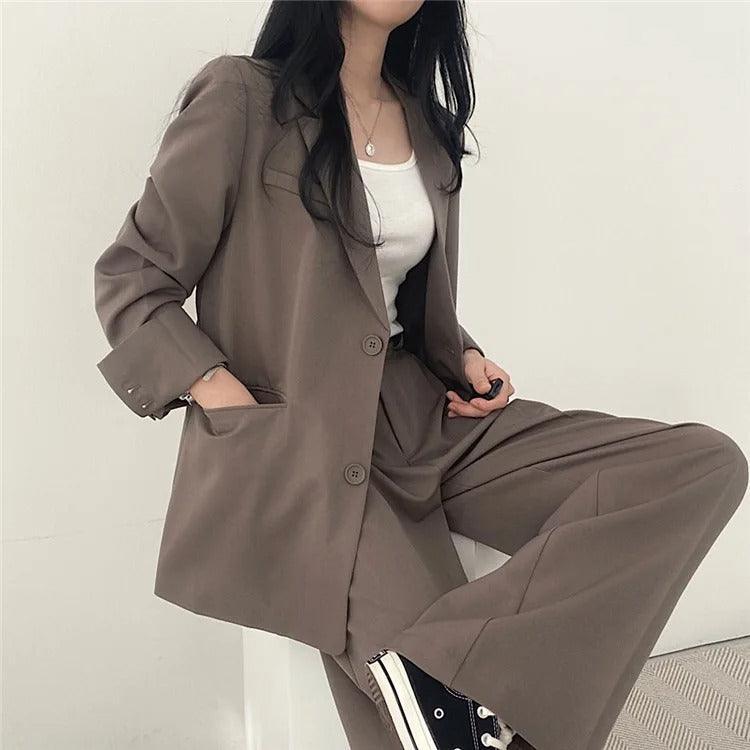 Hailey | Conjunto de Fato Feminino Ajustado com Blazer Comprido