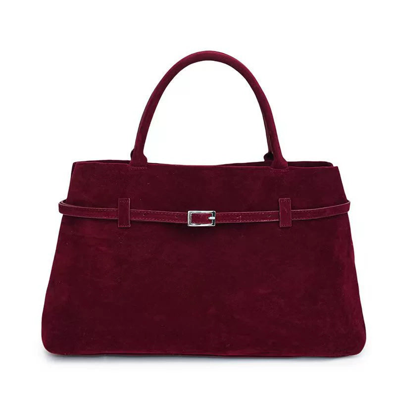 Versatile Suede Tote Bag for Everyday Use and Travel Wine Red