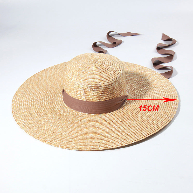 Sombrero de paja con ala ancha y estilo para mujer - Accesorio perfecto para vacaciones de verano