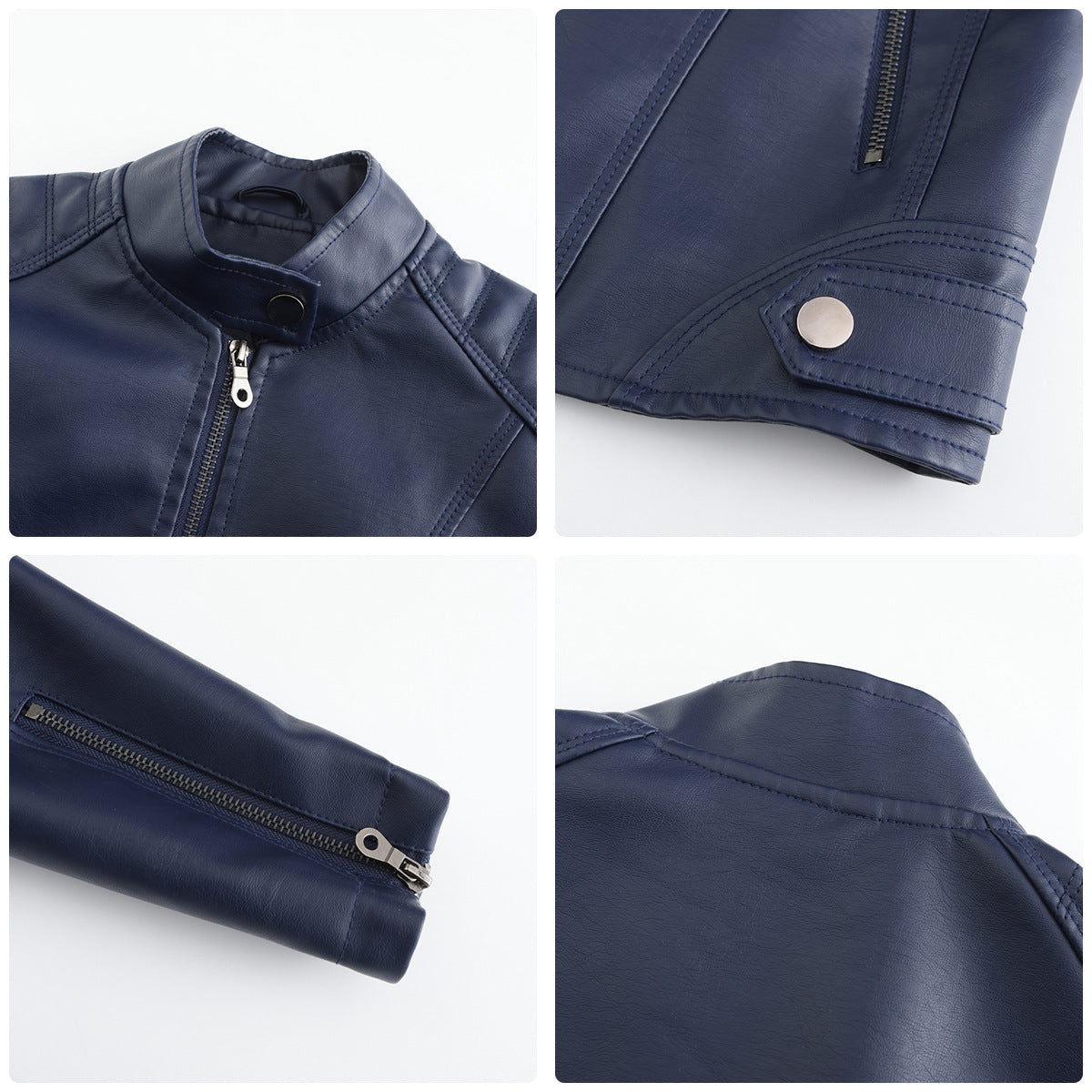 Womens Slim Leather Jacket Lightweight Casual Fashion