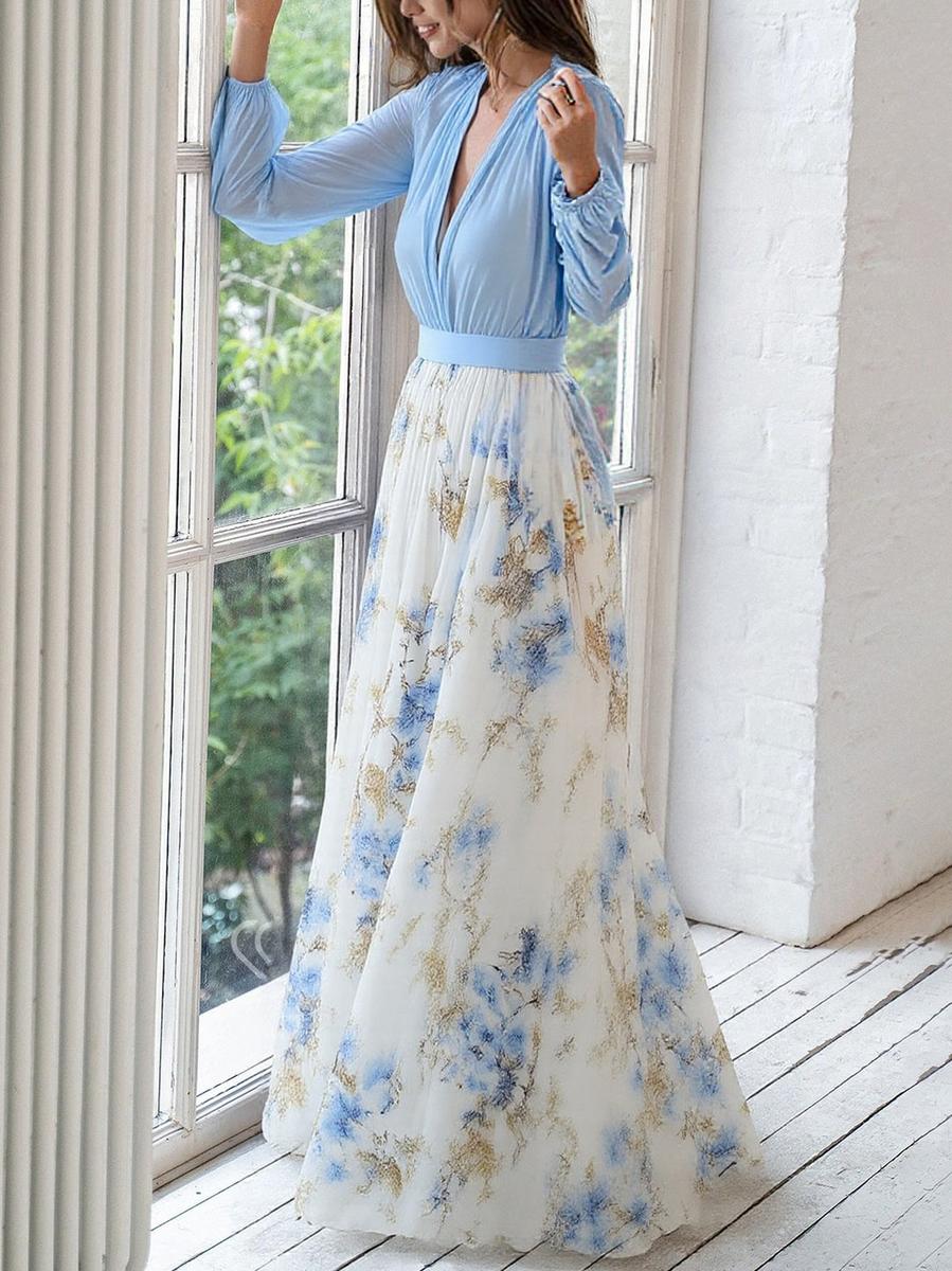 Women's Maxi Dress with Dazzling Floral Print-MODAUTLET