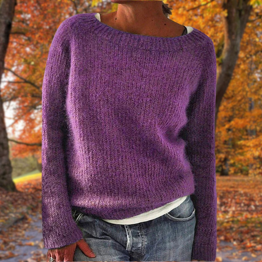 Womens Soft & Cozy Knit Sweater Purple