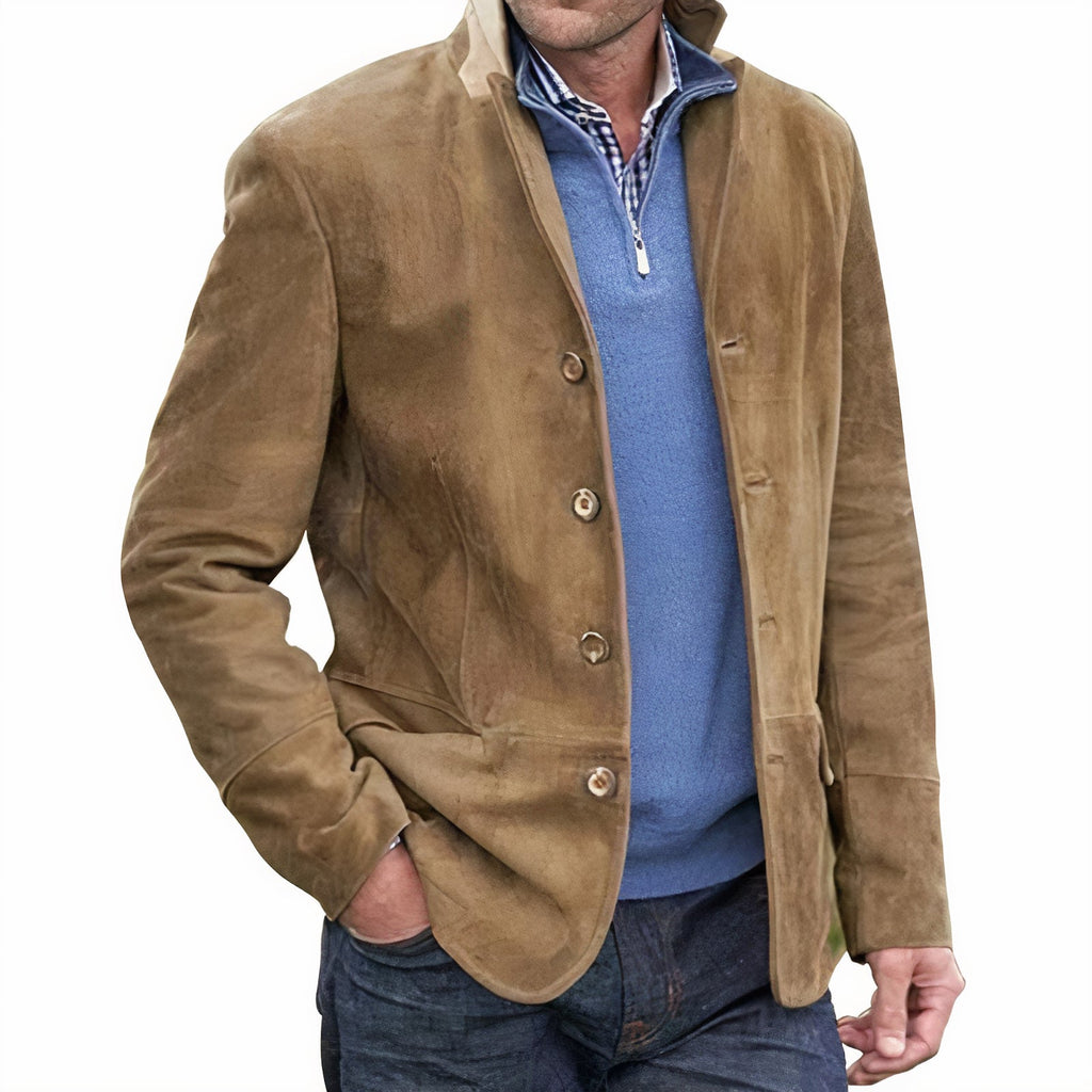 Mens Casual Button Blazer Coat For Modern Formal Wear Khaki