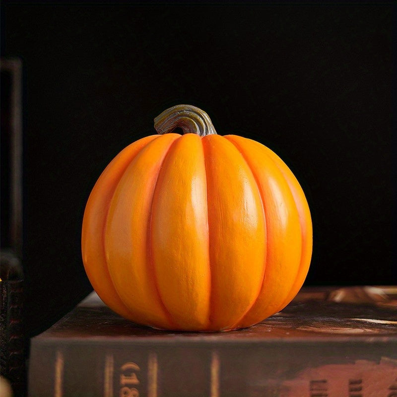 Halloween's Carved Jack O'Lantern Ornament with Skull Detail in Resin