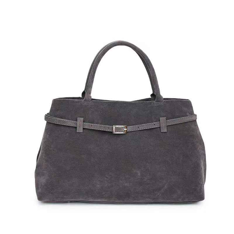 Versatile Suede Tote Bag for Everyday Use and Travel Grey