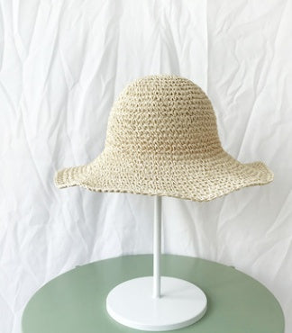 Chapeau pliable avec protection solaire et paille pour femmes - Accessoire d'été pour la plage