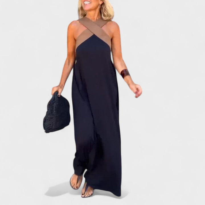 Robe longue élégante pour femme à col croisé