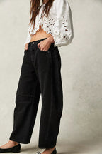 High-Stretch Mid-Rise Barrel Jeans