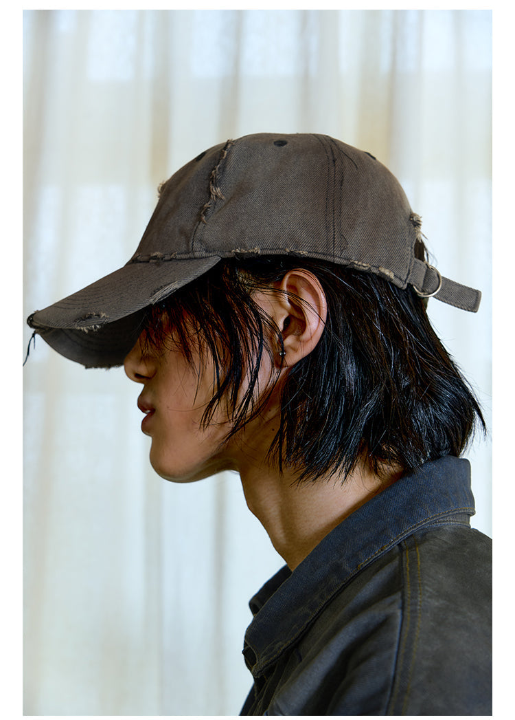 Unisex Mesh Back Embroidered Cap Vintage Rust Look