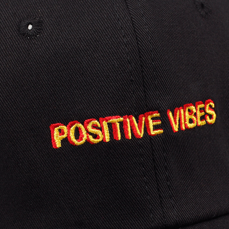 Positive Vibes Cotton Embroidered Baseball Cap for Men and Women