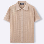 Effortless Knitted Polo Shirt With Subtle Wave Pattern