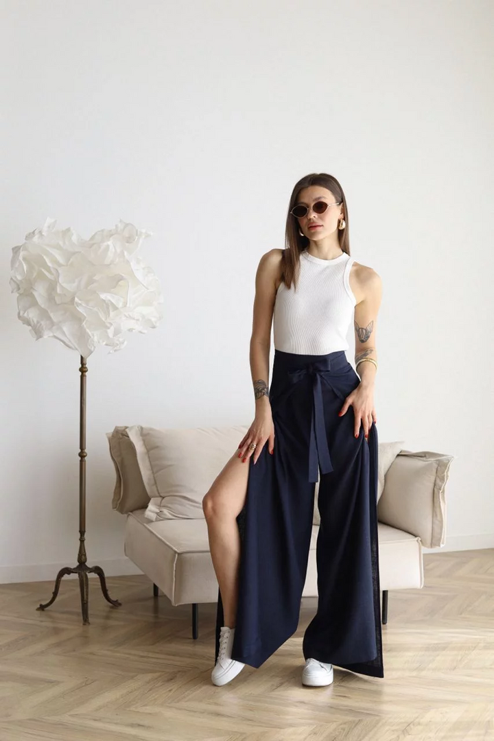 Ophelia | Wide-cut women's linen pants-MODAUTLET