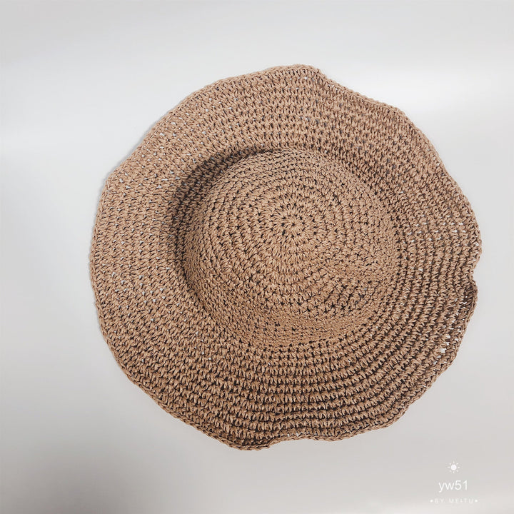 Chapeau pliable avec protection solaire et paille pour femmes - Accessoire d'été pour la plage
