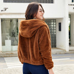 Women Eco Fur Hooded Jacket For Winter Warmth And Style