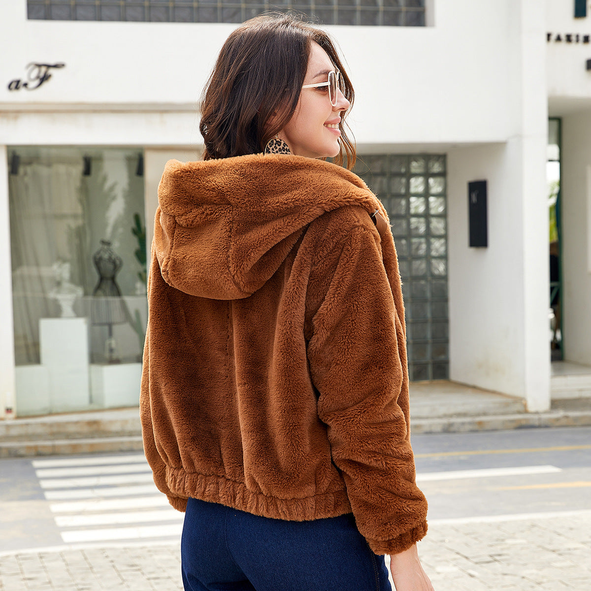 Women Eco Fur Hooded Jacket For Winter Warmth And Style