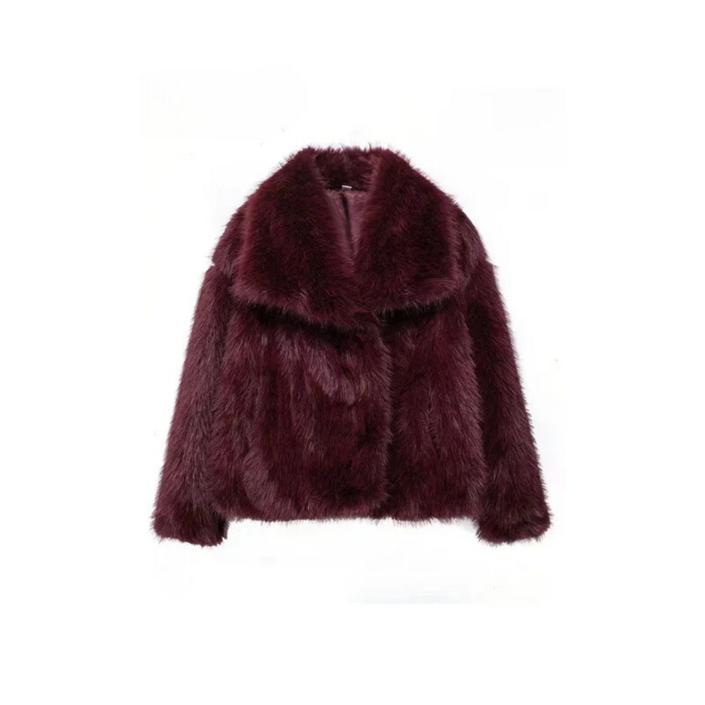 Faux Fur Jacket for Women Maroon