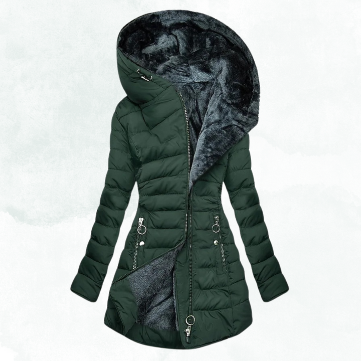 Women's Hooded Quilted Long Coat