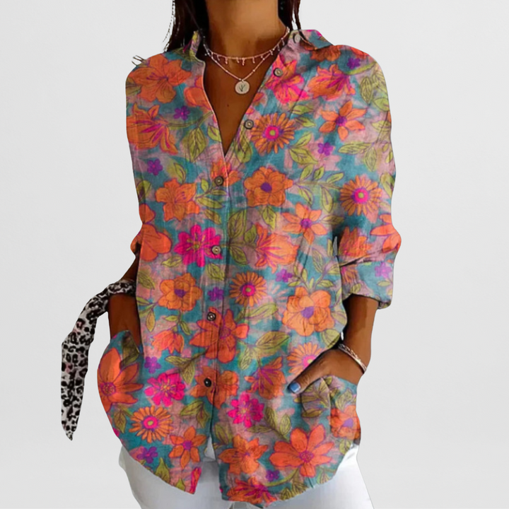 Women's Elegant Vintage Floral Blouse-MODAUTLET