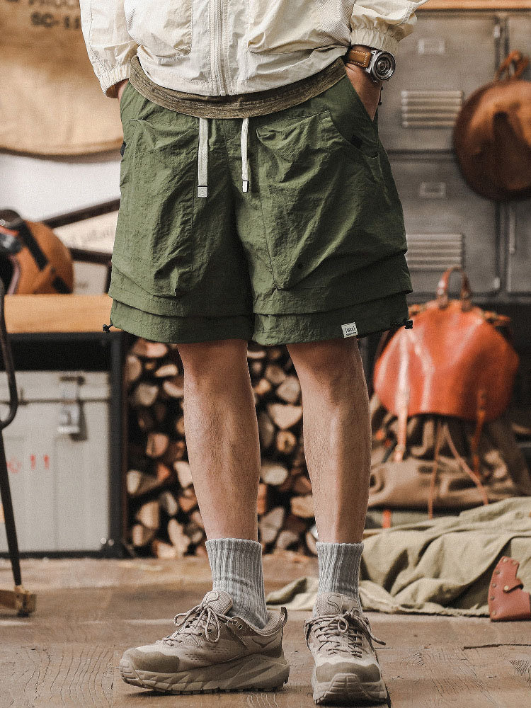 Hurtigtørrende udendørs cargoshorts til mænd – dobbeltlagsdesign