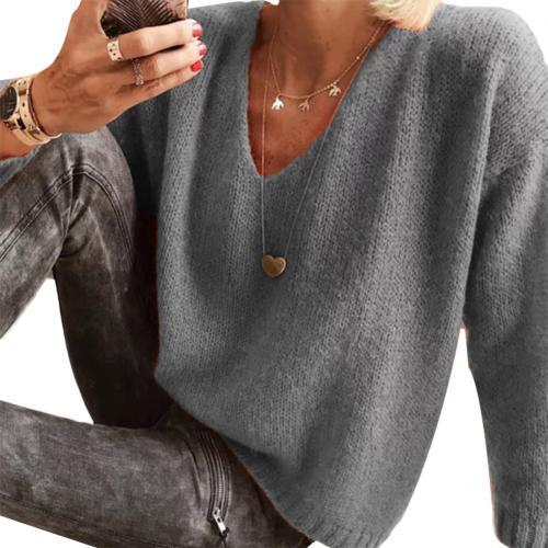 Women's Classic V-Neck Sweater Gray