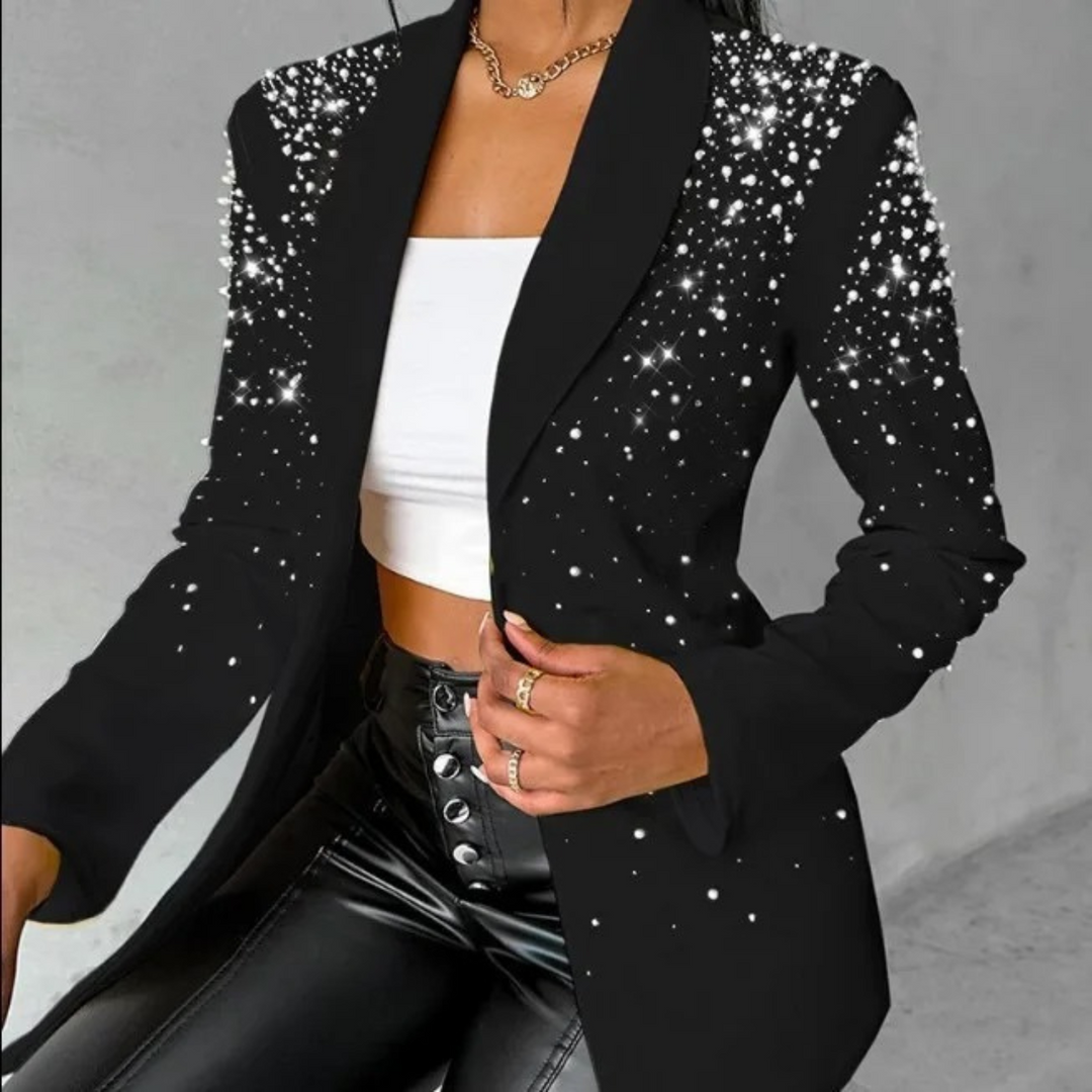 Women's Pearl-Embellished Tailored Blazer-MODAUTLET