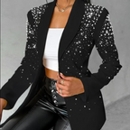 Women's Pearl-Embellished Tailored Blazer Black