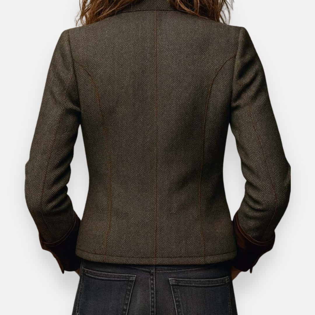 Corrie | Tweedjakke til kvinder med fløjlspynt