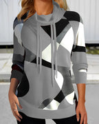Trendy Color-block Hoodie Gray