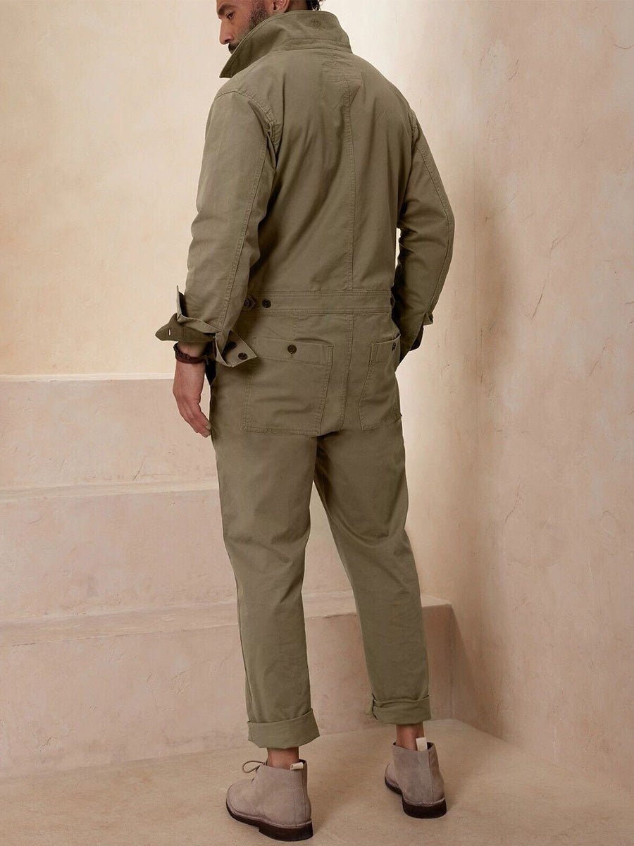 Macacão de voo masculino de corte descontraído, inspirado na Segunda Guerra Mundial