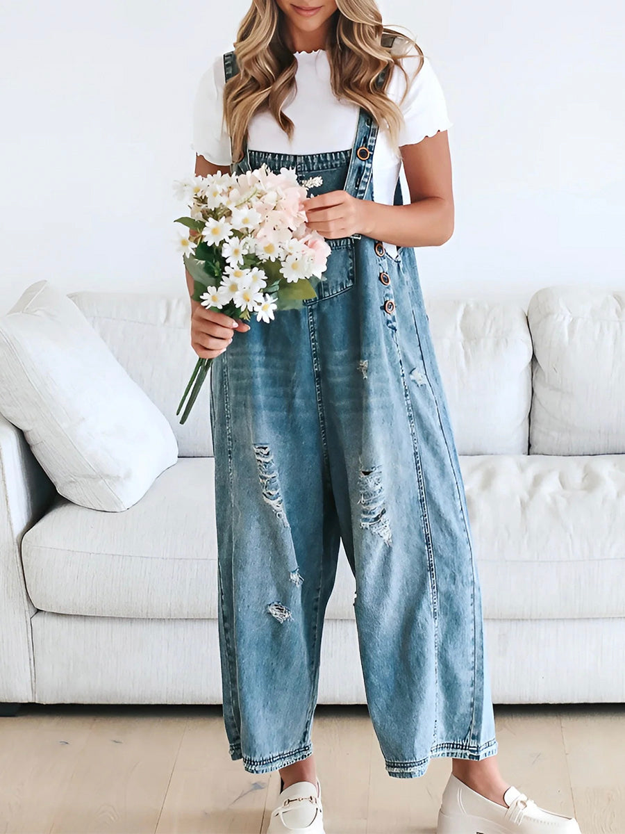 Riley | Løse, slitte denim-smekker for kvinner