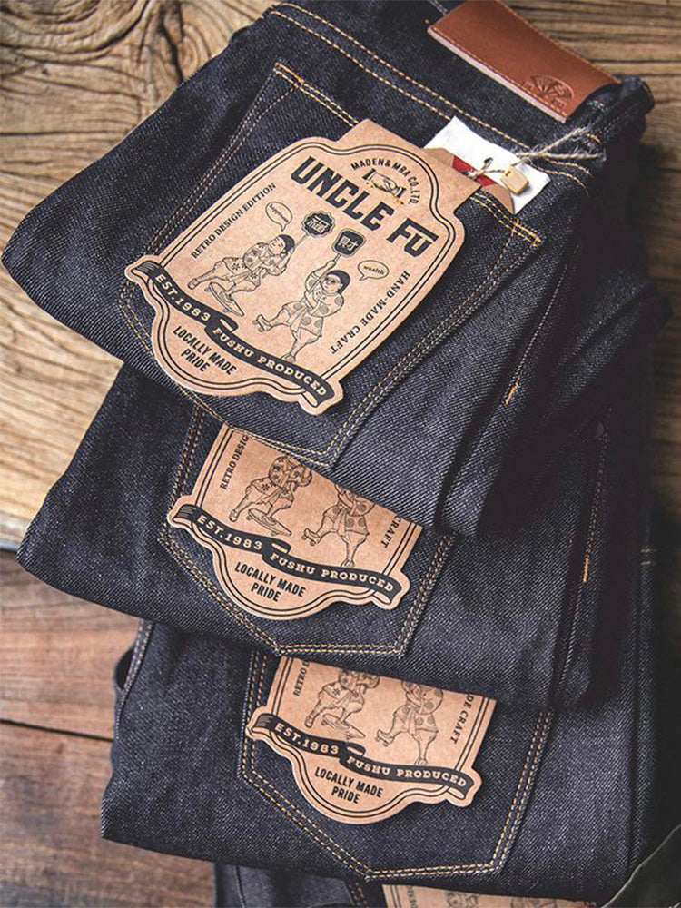 Men's Retro Style Raw Denim Jeans