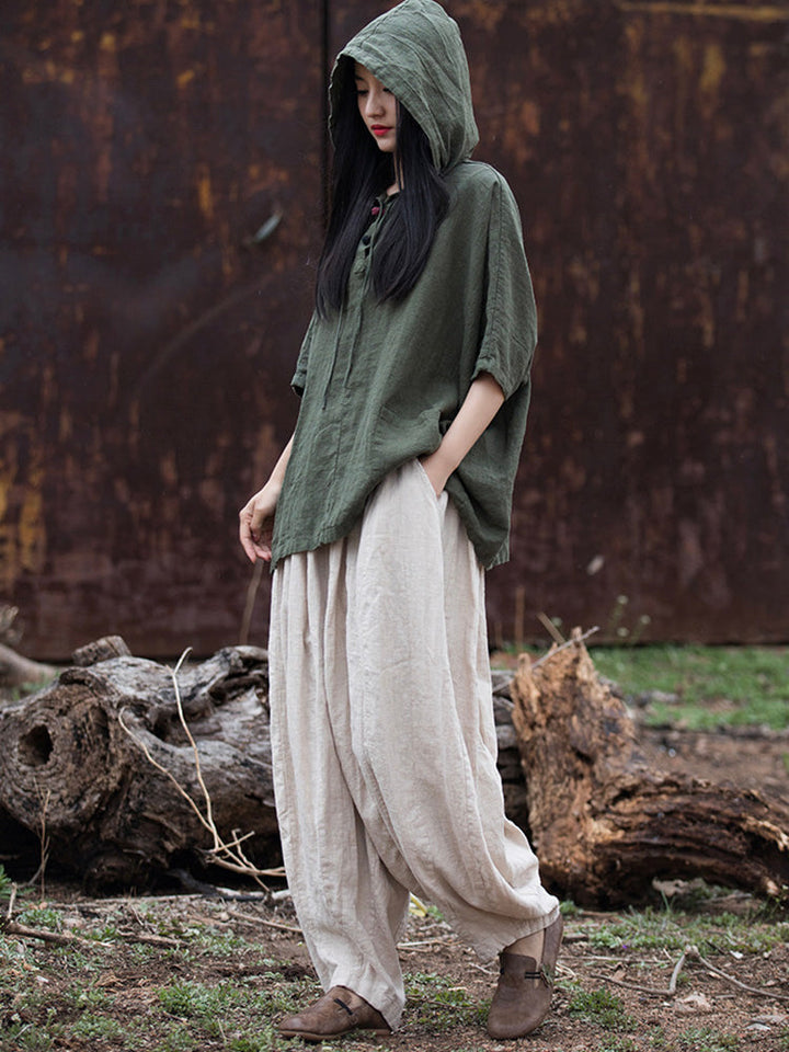 Damen Oversize Hoodie aus Baumwolle und Leinen für den Alltag