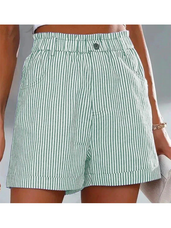 Women's Casual Cuffed Comfy Striped Shorts