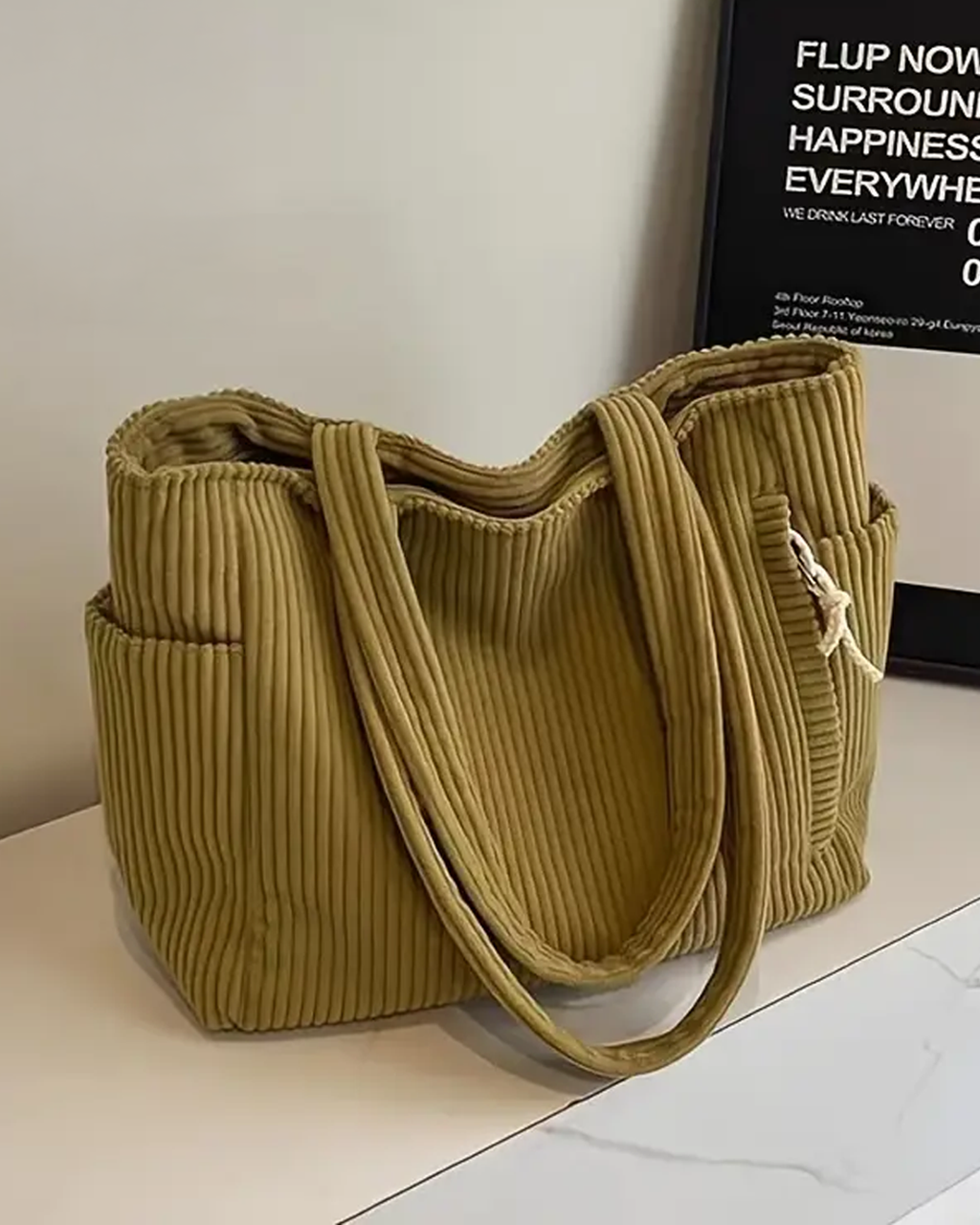 Women's Soft Everyday Tote Bag with Rope Detail Coffee