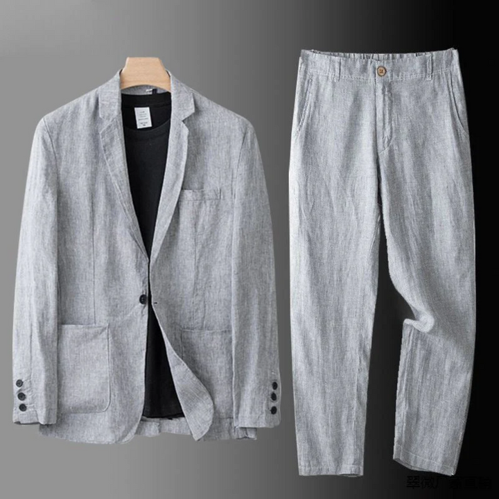 Men's Casual Button Cardigan and Pant Set Grey