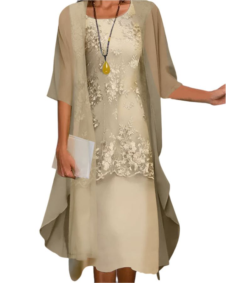 Ivy | Abito midi da donna con maniche lunghe trasparenti e fluide