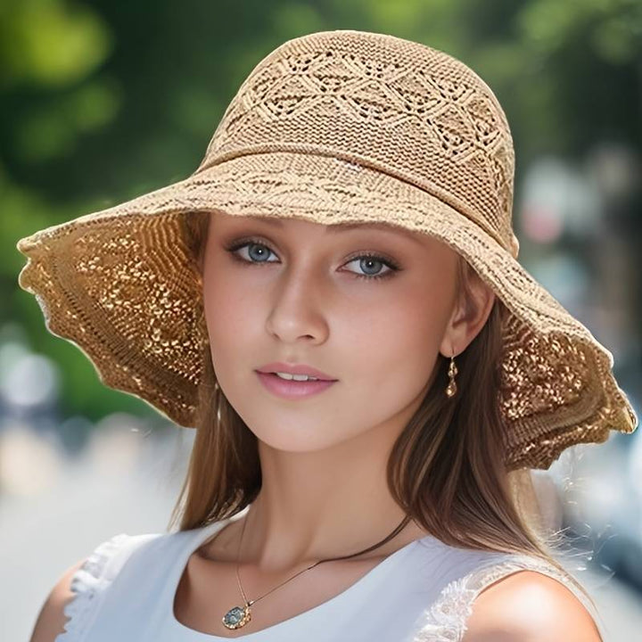 Brianna | Elegant wide-brimmed folding sun hat-MODAUTLET