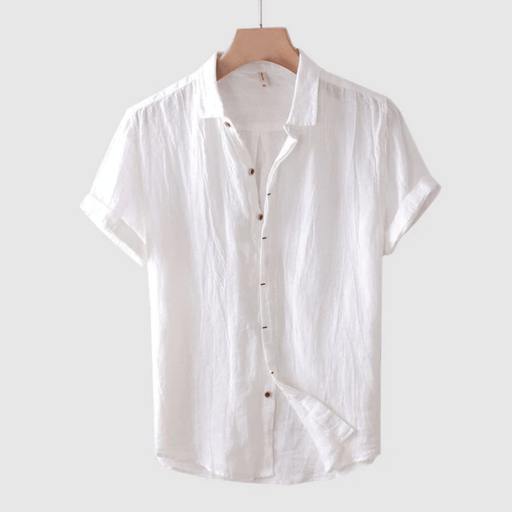 Mens Linen Shirt Breathable Lightweight Casual Everyday White