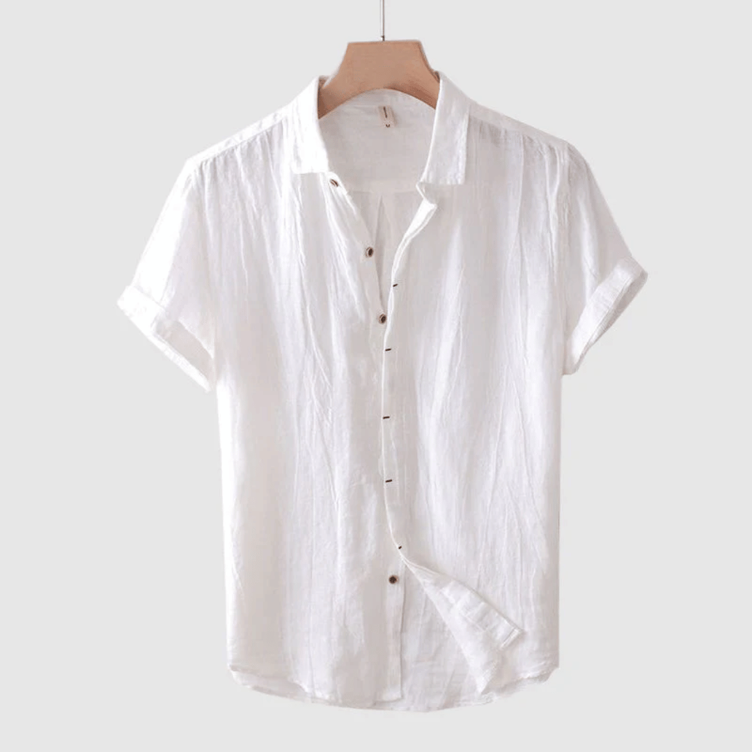 Mens Linen Shirt Breathable Lightweight Casual Everyday White
