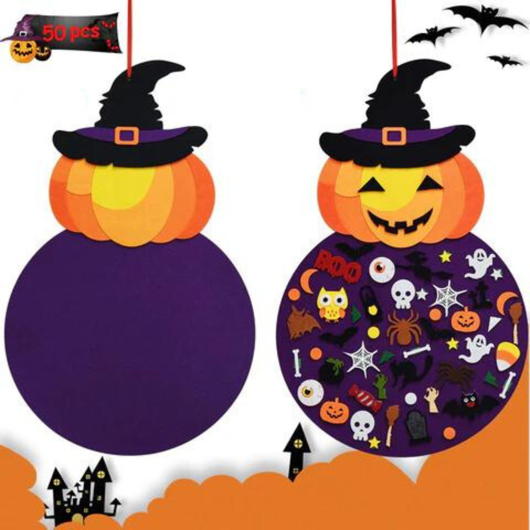 Halloweens filtavle med over 50 dele og vægophæng til børn