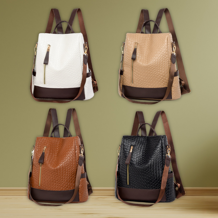 Soft Leather Woven Backpack For Women With Ample Storage-MODAUTLET