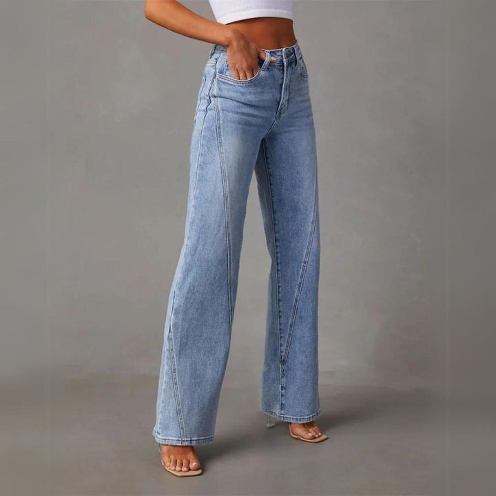 Jeans de mezclilla para mujer, de tiro alto y pierna recta