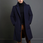 Men's Knee-Length Tailored Overcoat – Elegant Comfort Blue