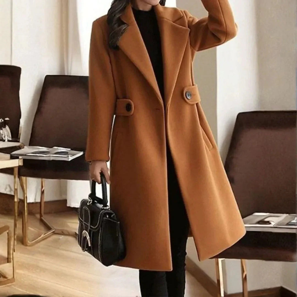 Longline Wool Belted Waist Coat Brown