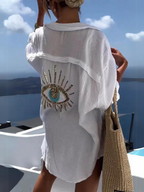 Women's Sequin Evil Eye Shirt White