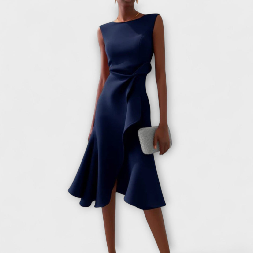 Drapiertes asymmetrisches Midikleid für Damen