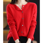 Cozy Cashmere Blend Wool Cardigan for Women Red